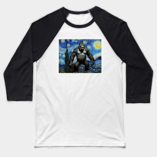 King Kong in a Starry Night Baseball T-Shirt